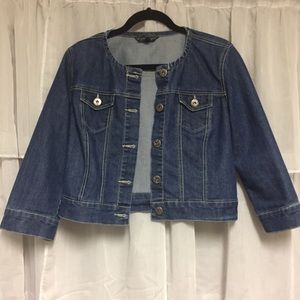 Crop denim 3/4 sleeve jacket
